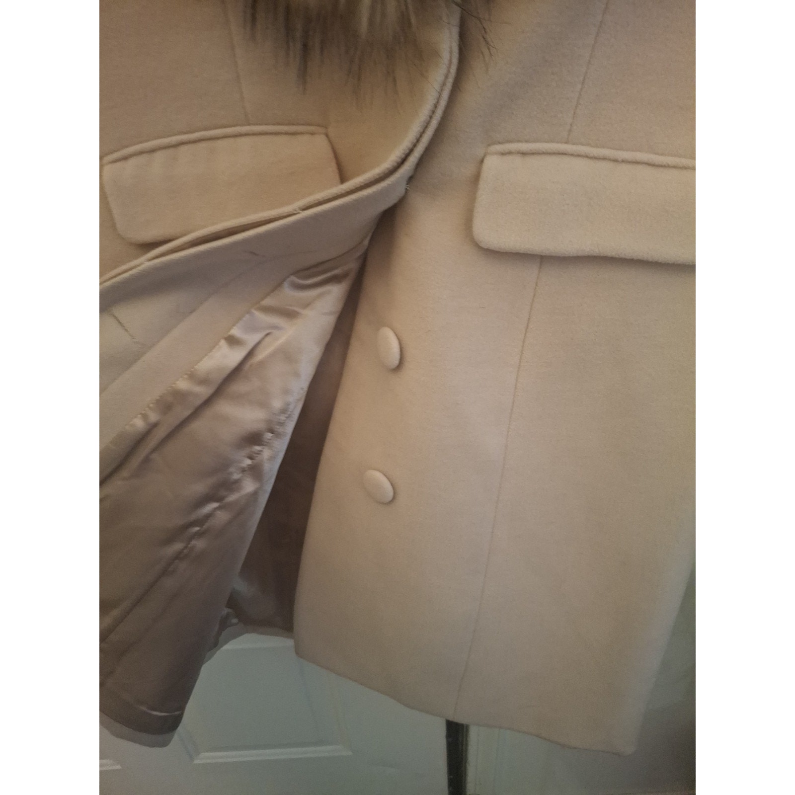 Donna Salyers Fabulous-Furs Coat Faux Fur Collar Size Small Trench Coat Style — image 4 of 7